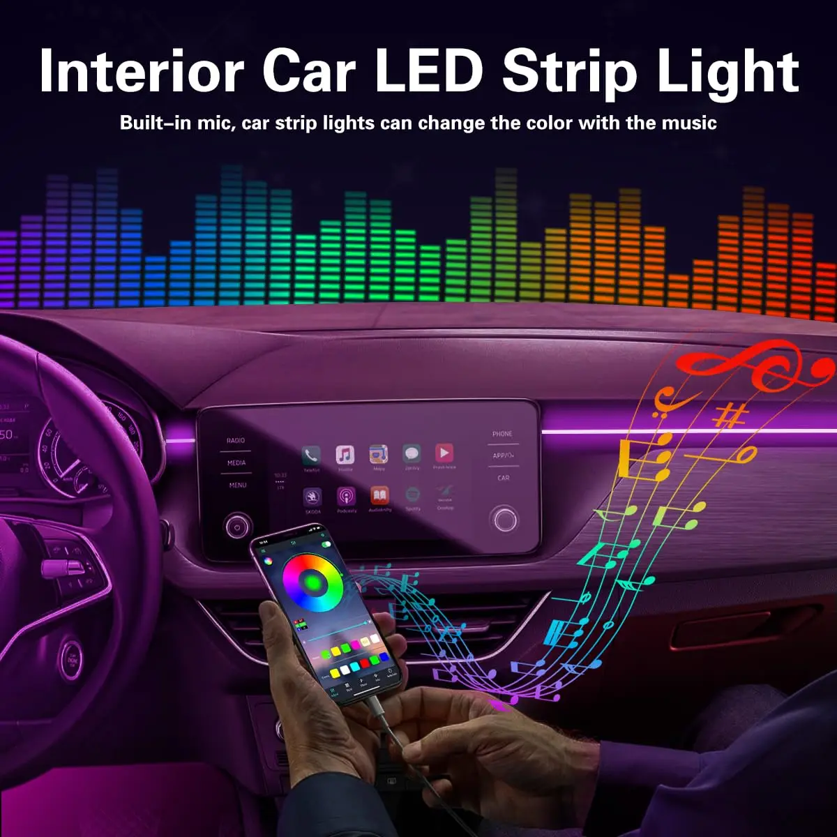 RGB LED Car Ambient Light Kit  - đánh giá và giá Led Ambient Interior Car Lights App Control