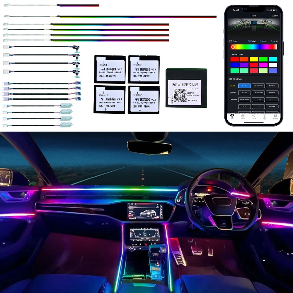 C2 64 Colors Dynamic Symphony  - đánh giá và giá Led Ambient Interior Car Lights App Control
